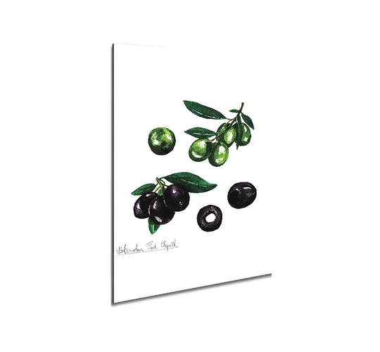 Black and Green Olives - Unframed Graphic Art on Metal
