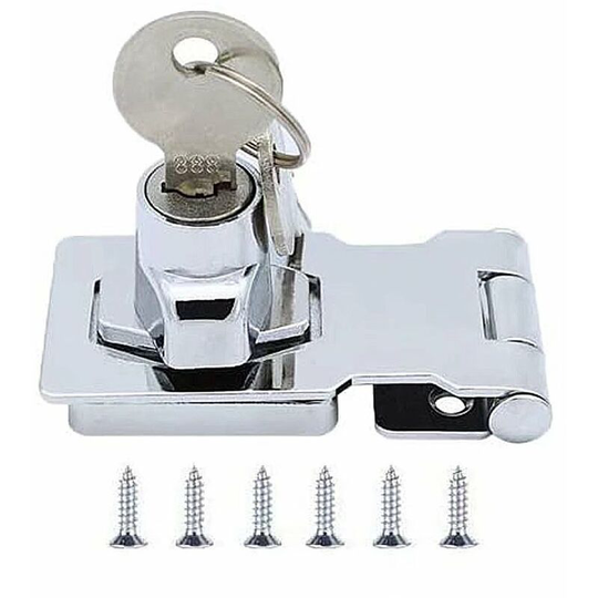 Perleraregb - Door lock hasp with key, 60mm door lock latch buckle with padlock and key Chrome hardware to lock shed doors Furniture cabinet boxes (1