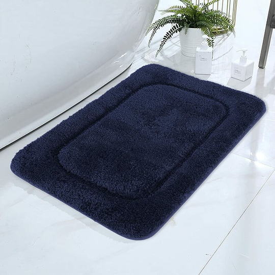 Gift - Bath Mat Non-Slip Shower Mat Bathroom Mat Absorbent Soft Microfiber Machine Washable for Bath and Kitchen Shower and Bathroom 50x80cm Blue