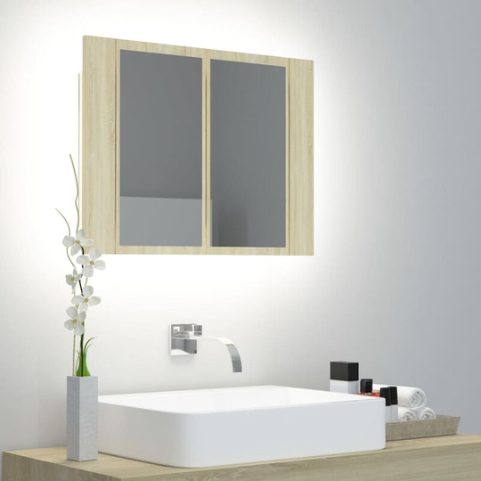 Led Bathroom Mirror Cabinet Sonoma Oak 60x12x45 cm