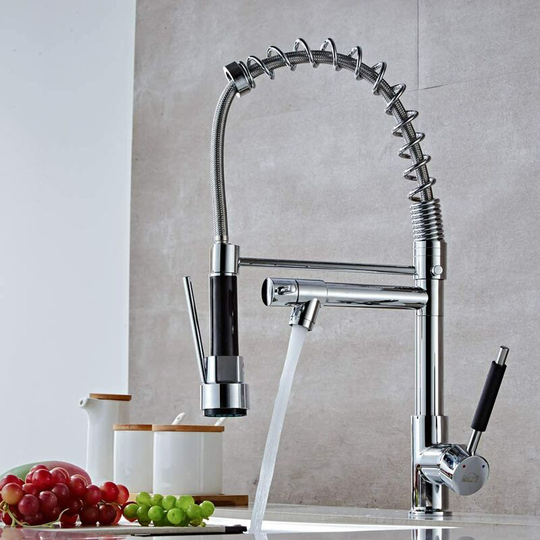 Kitchen Faucet Spring Taps 360 Rotating Kitchen Mixer Cold & Hot Available Chromed Brass