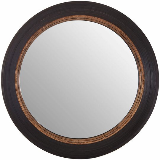Wall Mirror / Mirrors For Garden / Bathroom / Living Room With Round Decorative Frame / Black / Gold Finish Wall Mounted Mirrors 90 x 65 x 6