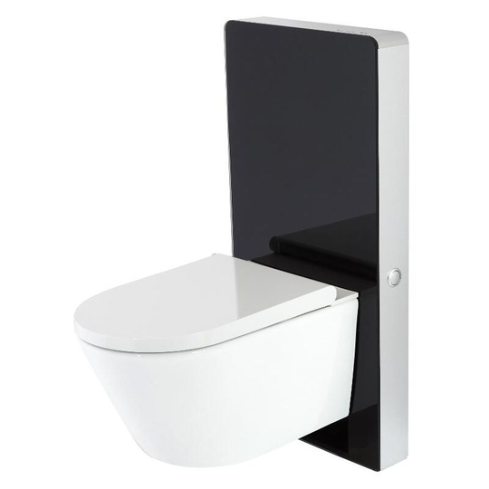 Arca - Black 483mm Bathroom Toilet wc Unit with Wall Hung Japanese Bidet Pan, Cistern and Seat - Milano