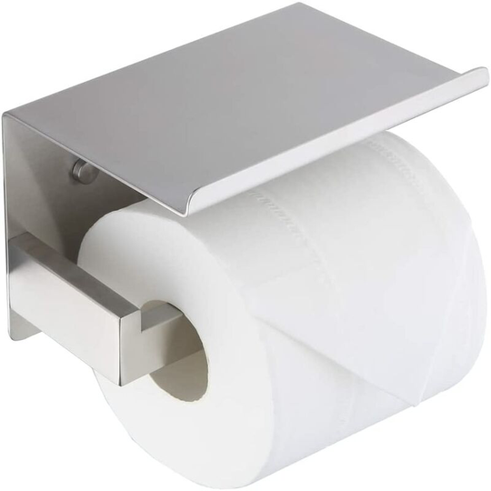 Toilet Paper Holder with Shelf, Brushed sus 304 Stainless Steel Toilet Paper Holder, Bathroom Kitchen Accessories