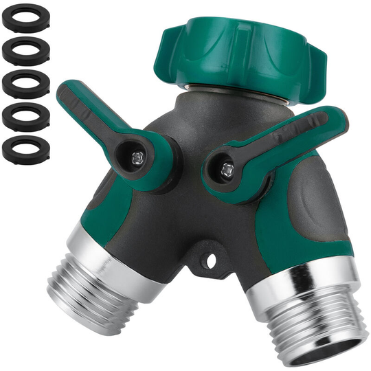 Sunflowergb - Hose Splitter, Heavy Duty Two Way, Garden Tap, Faucet Splitter, Hose & Splitter, Garden Hose & Splitter, Hose Splitter, All Metal