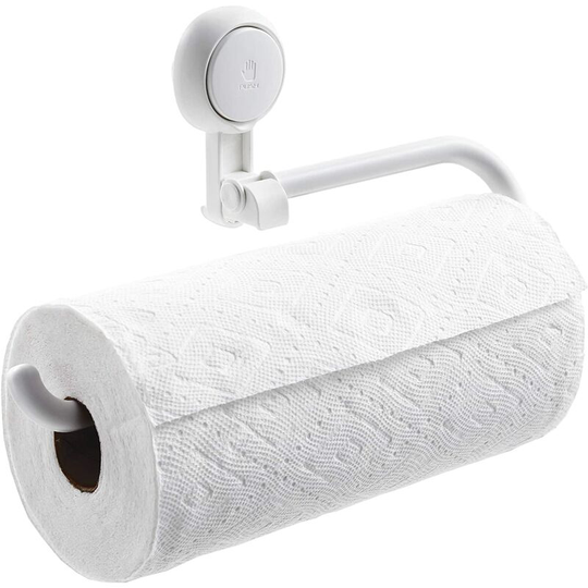 Suction Cup Paper Towel Holder Under Cabinet, No Drilling Plastic Paper Towel Holder for Kitchen, Reusable Paper Towel Holder, Wall Mount Paper Towel