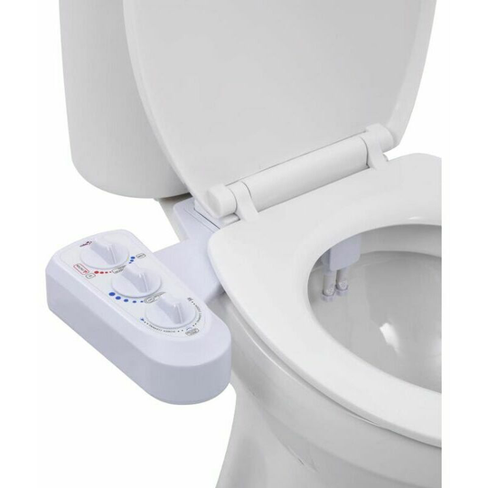 Accessory toilet seat and hot and cold water with double nozzle