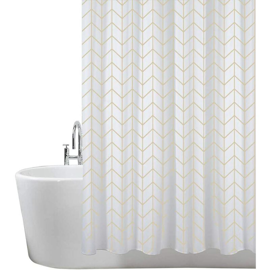 1 Piece Shower Curtain, for Bathtub and Bathroom, Washable, Anti-Mildew and Antibacterial 180 x 180 cm (Yellow) | 100% Polyester (Herringbone