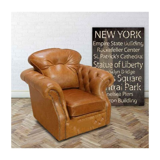 Chesterfield Era High Back Wing Chair Oil Pull Up Leather uk Manufactured Armchair
