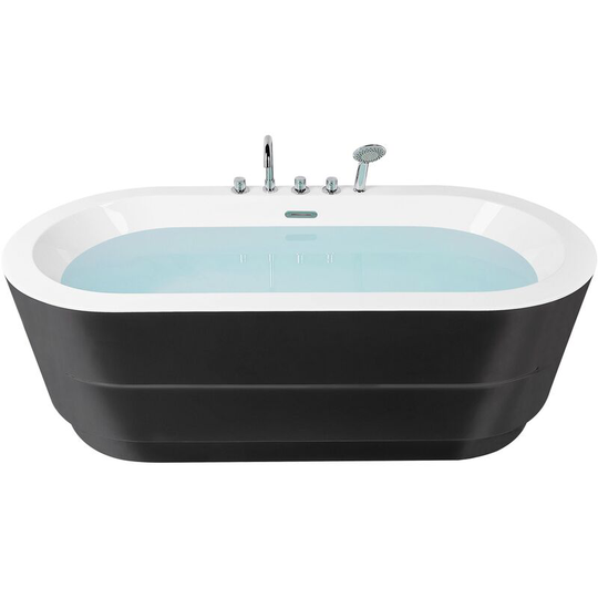 Beliani - Freestanding Bathtub Sanitary Acrylic 170 x 80 cm with Fixtures Black Empresa - Black