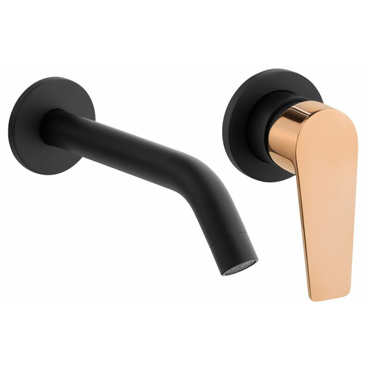Black/Rose Gold Brass Bathroom Concealed Basin Wall Faucet Sink Mixer Tap