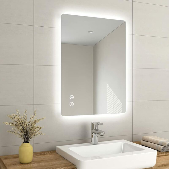 800 x 600 mm Backlit Illuminated Bluetooth Bathroom Mirrors with Shaver Socket, Wall Mounted Multifunction Bathroom Vanity Mirror with led Lights and