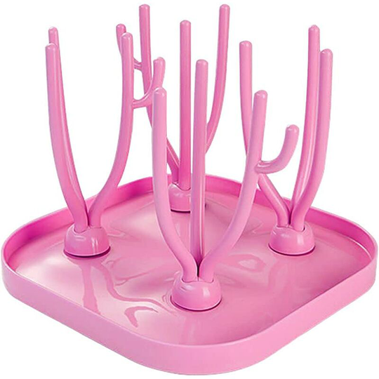 Tree Bottle Drain, Speyang Foldable Bottle Drainer, Bottle Drainer, Foldable Bottle Shaft, Bottle Dryer Rack, Tree Bottle Drainer (Pink)
