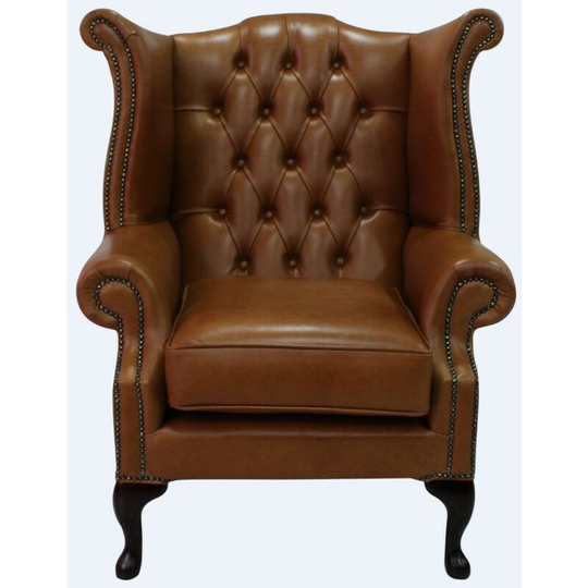 Chesterfield Queen Anne High Back Wing Chair Old English Bruciato