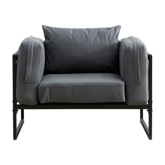 Single Sofa, Comfy Faux Leather Living Room Armchair with Backrest and Metal Frame, Luxury Occasional Lounge Accent Chair Tub Chair for Living