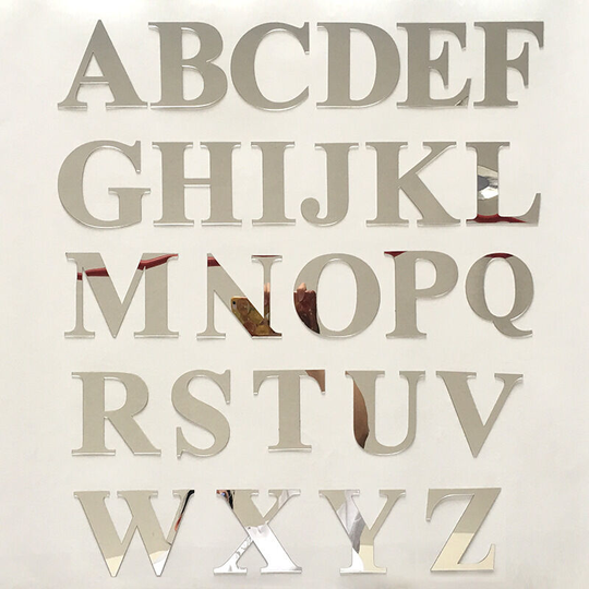 26 silver acrylic mirror wall stickers 26 English letters Restaurant personality diy Children's early education