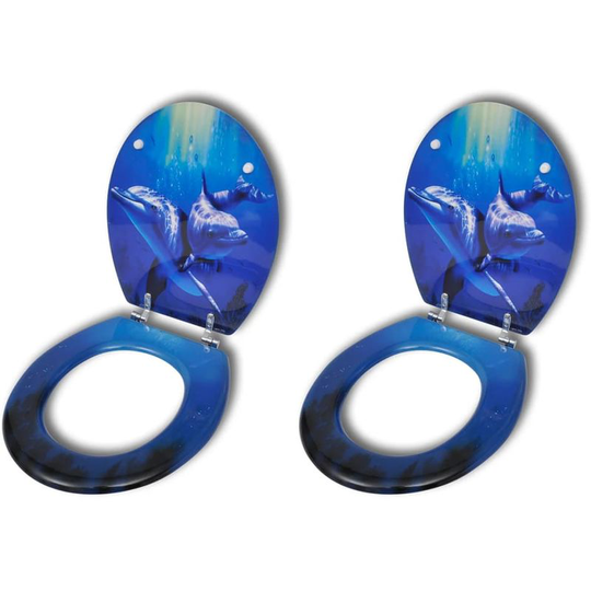 Toilet Seats with Hard Close Lids 2 pcs mdf Dolphin VD18802 - Hommoo