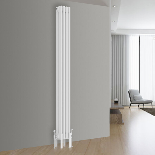 NRG - Traditional Cast Iron Style Radiator Central Heating Rads White Vertical 4 Column 1800x200mm