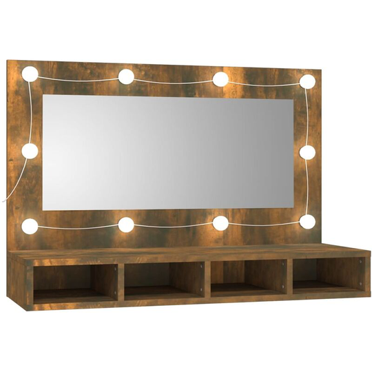 Vidaxl - Mirror Cabinet with led Smoked Oak 90x31.5x62 cm Brown