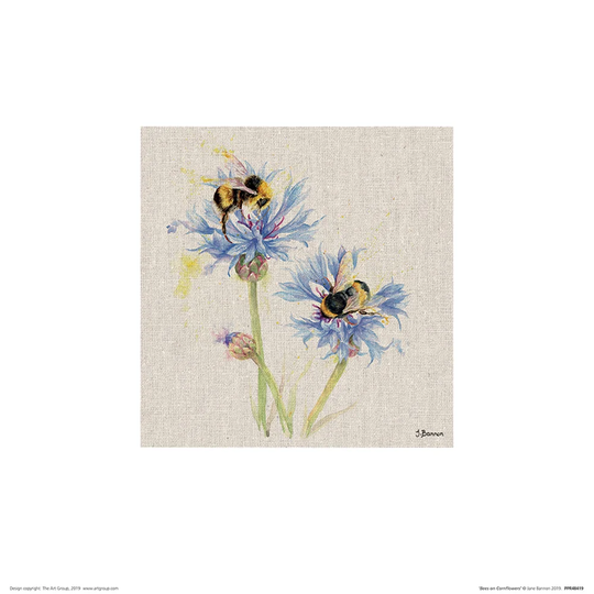 'Bees on Cornflowers' Painting on Wrapped Canvas