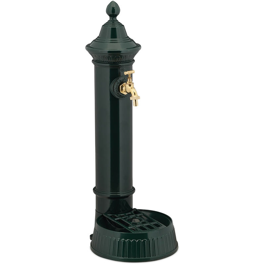 Relaxdays - Free Standing Water Fountain, Antique-Style, Nostalgia, Garden, Patio, Faucet, Basin, HxWxD: 72 x 26 x 31 cm, Dark Green