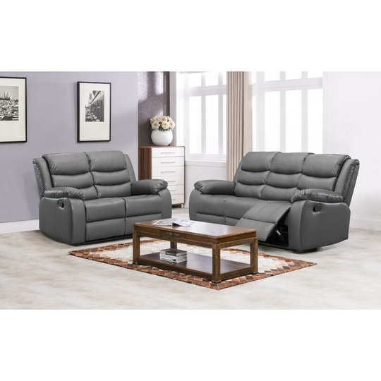 Roma Recliner 3 & 2 Seater Sofa Set - Grey