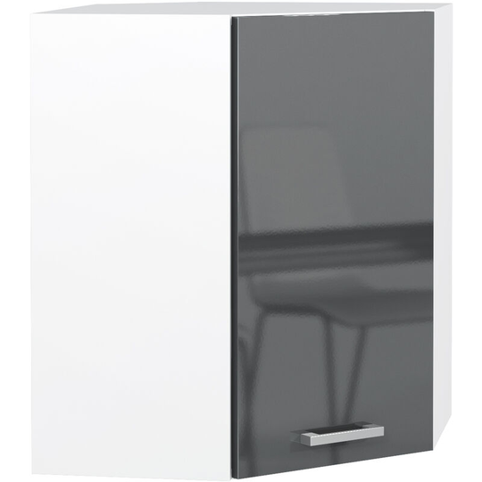 Grey Gloss Kitchen Unit Corner Wall Cabinet Cupboard 600 mm 60cm Soft Close Luxe - Grey High Gloss