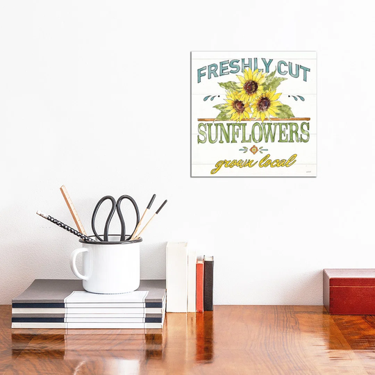 Sunflower Fields III by Anne Tavoletti - Wrapped Canvas Typography