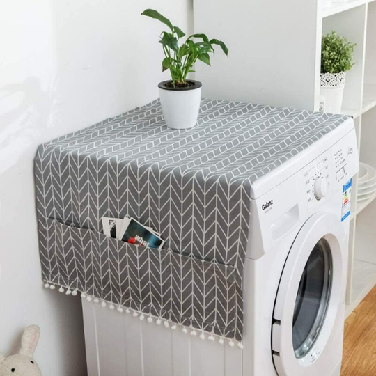 Fridge Dust Proof Cover Multi-Purpose Washing Machine Top Cover with Refrigerator Storage Organizer Bags-grey,51X21inch