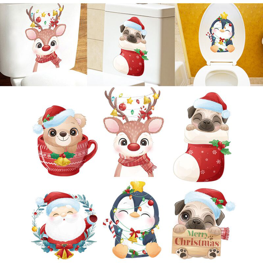 6 Piece Toilet Sticker Christmas Decoration Set