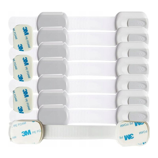 Perleraregb - Children's Safety Baby Safety Lock for Cabinet Lock Additional Drawer Wardrobe Screws 3M Glue (8 Children's Security Cabinet Packs)