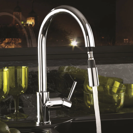 Solar Pluto-Lite Mono Single Handle Deck Mounted Sink Mixer with Pull Out Spray