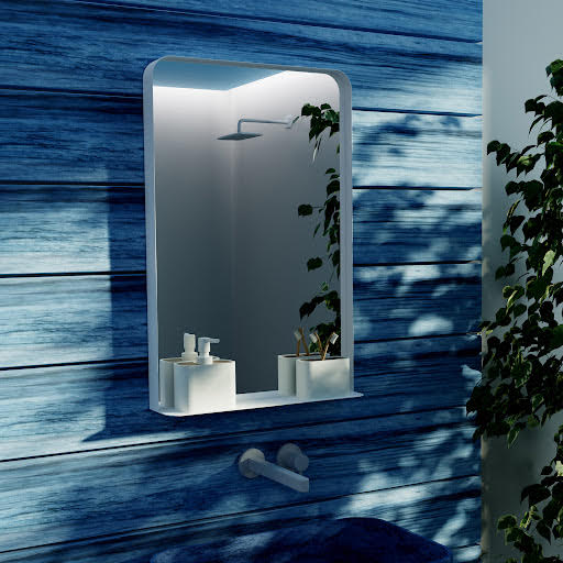 Vasari Mirror with Shelf - 500 x 750mm White