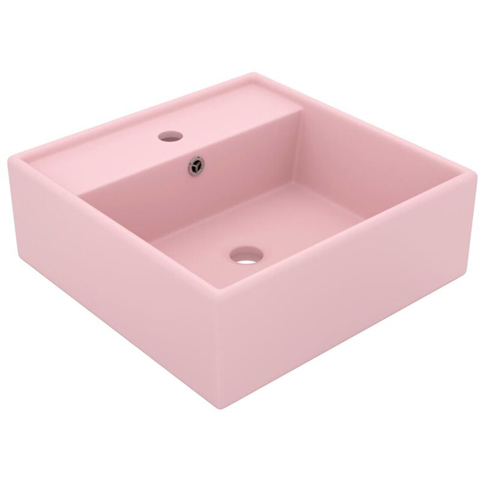 Luxury Basin Overflow Square Matt Pink 41x41 cm Ceramic Vidaxl Pink