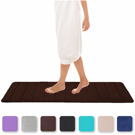 Memory Foam Bath Mat Absorbent Non-Slip Bath Mat Washable Bath Mat - 40 x 120 cm, Brown Soekavia