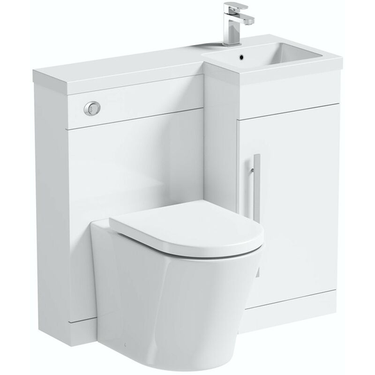 MySpace white right handed combination with contemporary back to wall toilet - White - Orchard