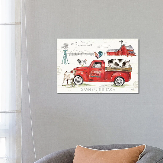 Down on the Farm II - Wrapped Canvas Painting