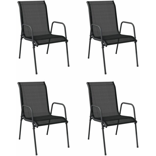 Garden Chairs 4 pcs Steel and Textilene Black Vidaxl Black