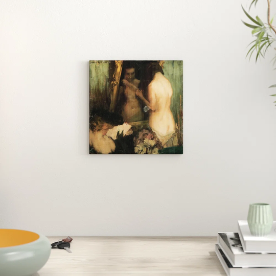 'Women in front of the Mirror' by Janos Vaszary Painting Print