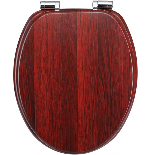 Casaria Toilet Seat Toilet Lid WC Innovative Mechanism High Gloss Surface MDF Wood Rustproof Metal Hinges Cover For Standard Toilet Bowls O-Shape