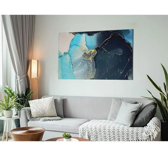Glitter Aqua - Unframed Painting on Metal