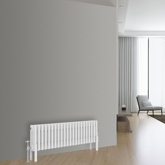 NRG - Traditional Cast Iron Style Radiator Central Heating Rads White Horizontal 4 Column 300x1010mm
