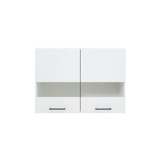 White Low Gloss Wall Glass Display Kitchen Cabinet Unit Cupboard 80cm 800 Junona - Grey / White