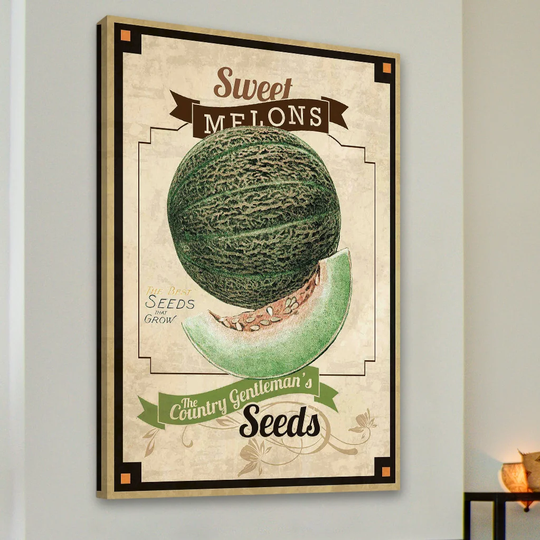 Seed Packet Melon - Wrapped Canvas Advertisement Print