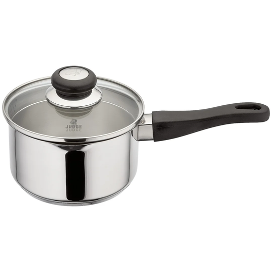 Judge Vista, 16cm Stainless Steel Saucepan with Glass Draining Lid, 1.5L