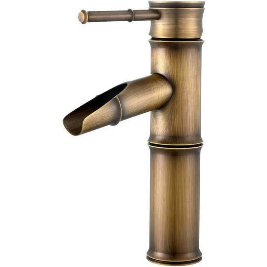 Kartokner - Sink Faucet Waterfall Single Handle Faucet Faucet Mixer TapBathroom Faucet Brass Waterfall Bathroom Antique Brass Single Handle Bamboo