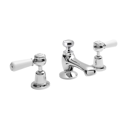 Solid Brass 3 Hole Deck Pillar Taps with Waste
