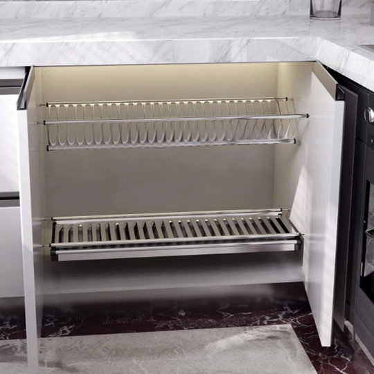 Double Layer Stainless Steel Dish Drying Rack Storage Shelf Holder For Kitchen Cabinet(70Cm Cabinet Width )