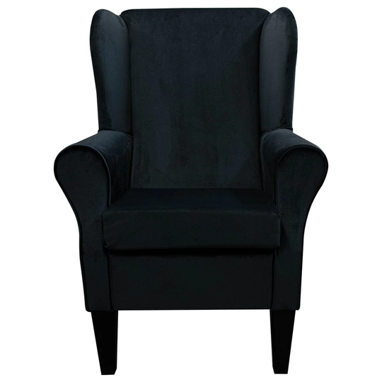 Black Velvet Wingback Armchair