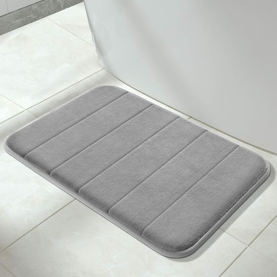 Memory Foam Bath Mat Rug, Comfortable, Soft, Super Water Absorption, Machine Wash, Non-Slip, Thick, Easier to Dry for Bathroom Floor Rugs, Gray